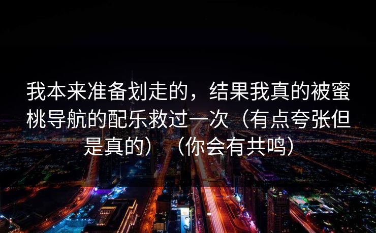 我本来准备划走的，结果我真的被蜜桃导航的配乐救过一次（有点夸张但是真的）（你会有共鸣）